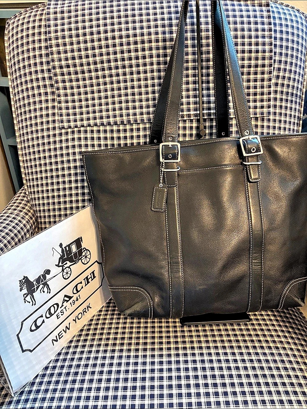 Coach Hampton carryall 6491 in black pebbled leather